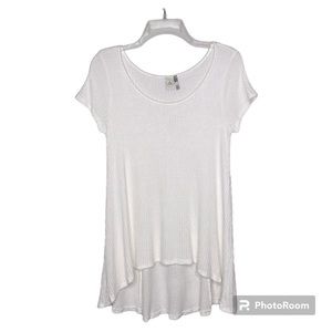 Paper Crane Waffle Knit High Low Top in White/Cream Size S